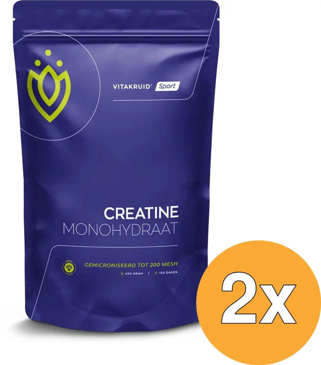 2x Vitakruid Creatine Monohydraat Gemicroniseerd Tot 200 Mesh (450 gr)