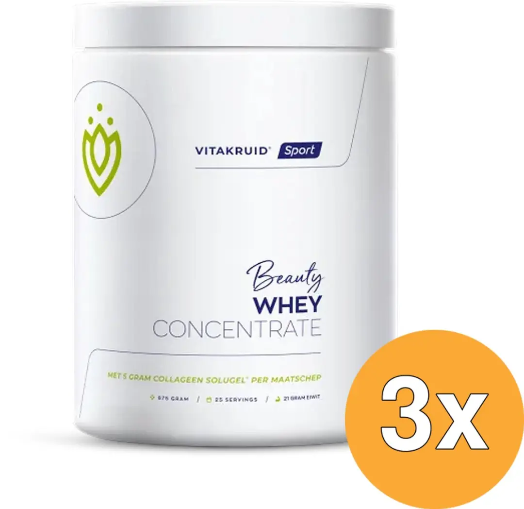 3x Vitakruid Beauty Whey Protein met 5 gr Collageen Solugel® (675 gr)