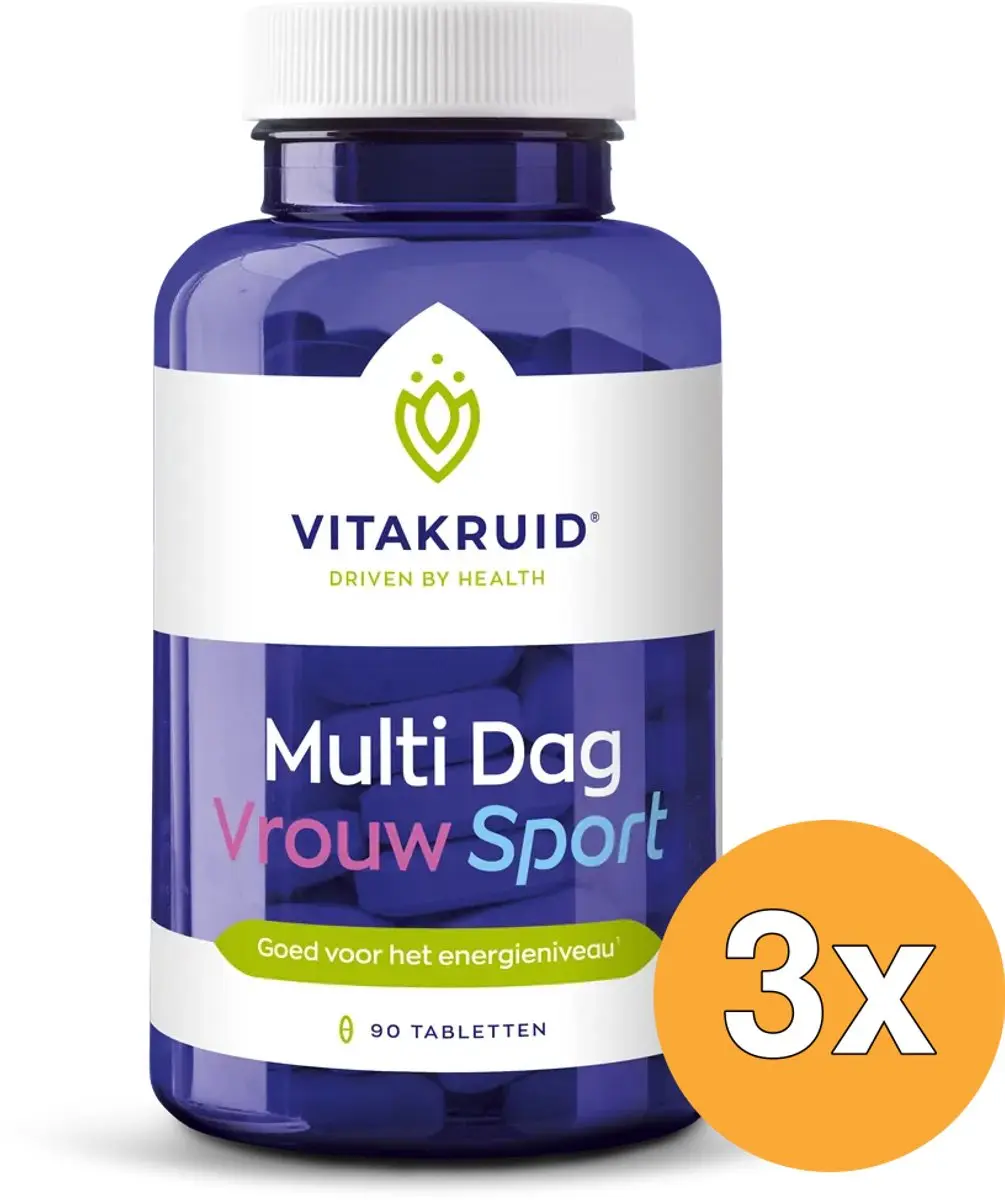 3x Vitakruid Multi Dag Vrouw Sport 100% Vegan (90 tabletten)