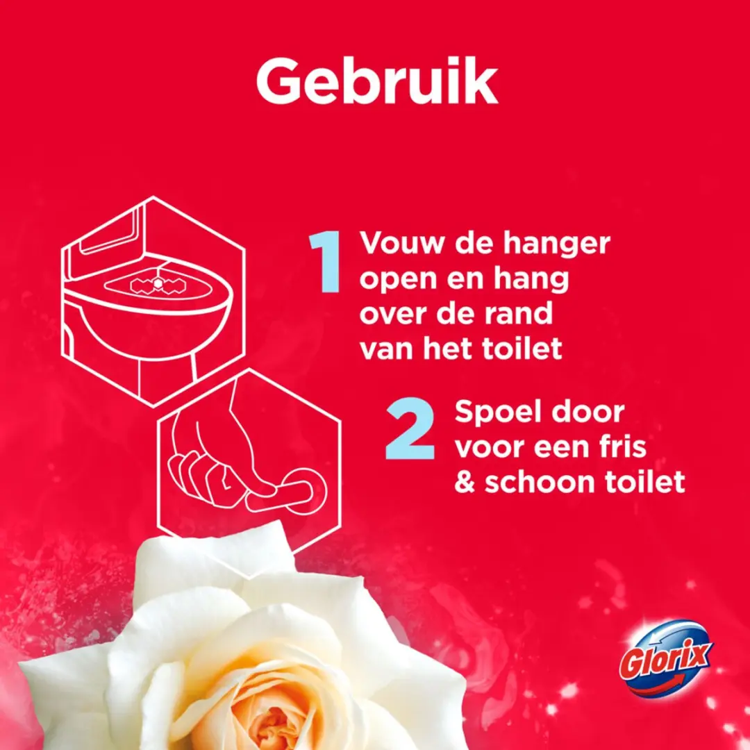 Glorix Toiletblok Aroma & Fresh White Rose - afbeelding 3 van 3