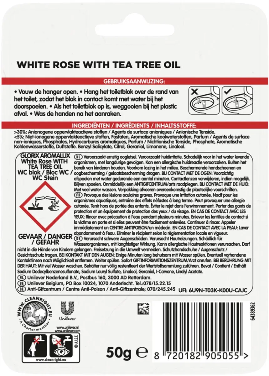 Glorix Toiletblok Aroma & Fresh White Rose - afbeelding 2 van 3
