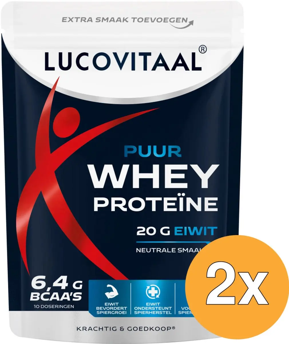 2x Lucovitaal Proteïne Whey poeder Puur (Vega) (250 gr)