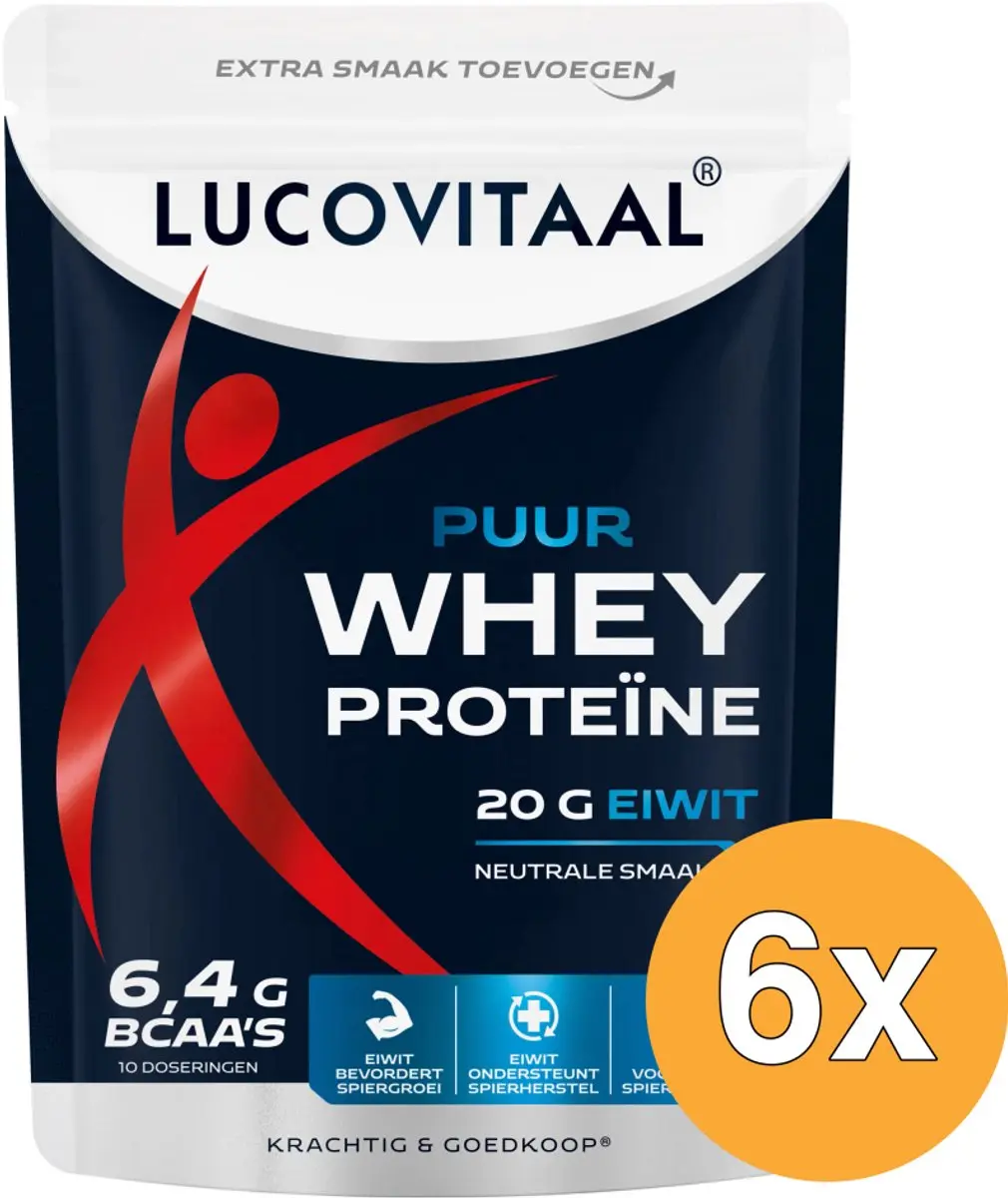 6x Lucovitaal Proteïne Whey poeder Puur (Vega) (250 gr)