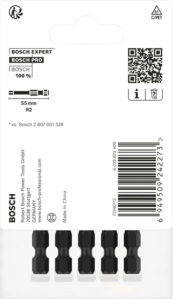 Bosch Professional Robertson Slagbits R2 55mm - 5-delig