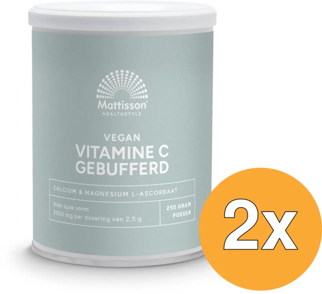 2x Mattisson Vitamine C Gebufferd Calcium & Magnesium Ascorbaat (250 gr)