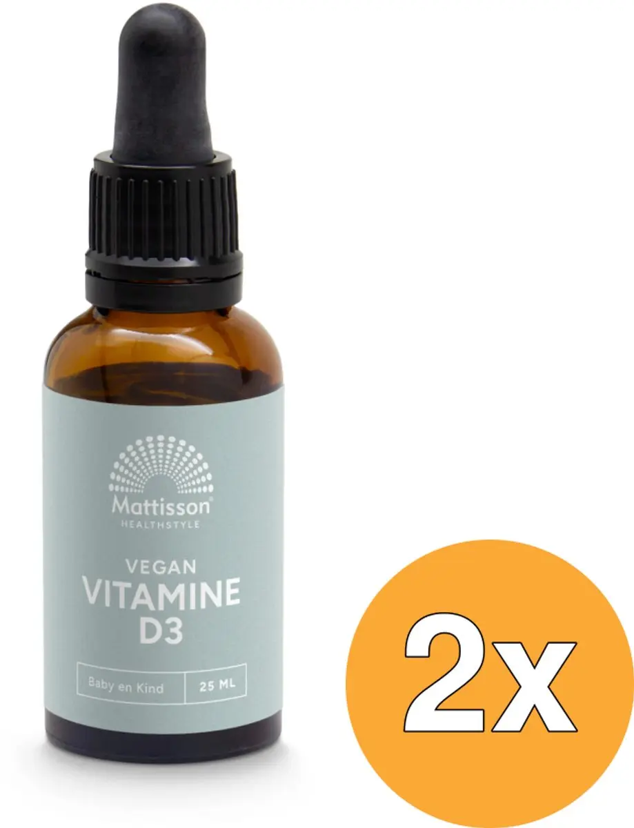 2x Mattisson Vitamine D3 Baby & Kind 10Mcg Vegan Druppels (25 ml)