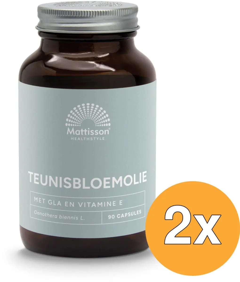 2x Mattisson Teunisbloemolie Met Vitamine E 1000Mg (90 capsules)