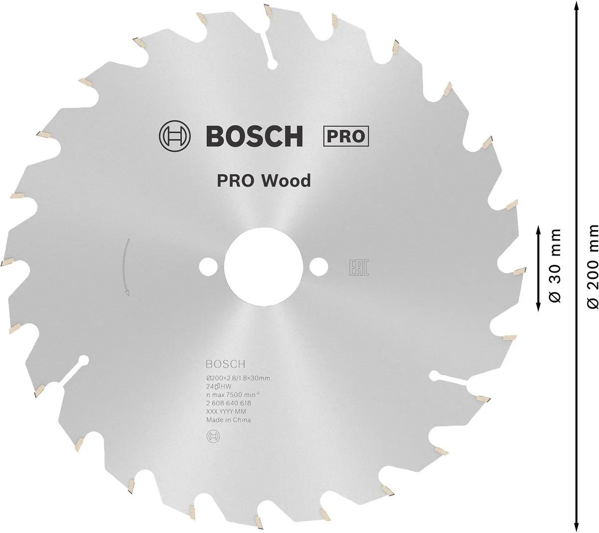 Bosch Professional Cirkelzaagblad Optiline 200x30x2,8mm - 24T - Hout/Metalen