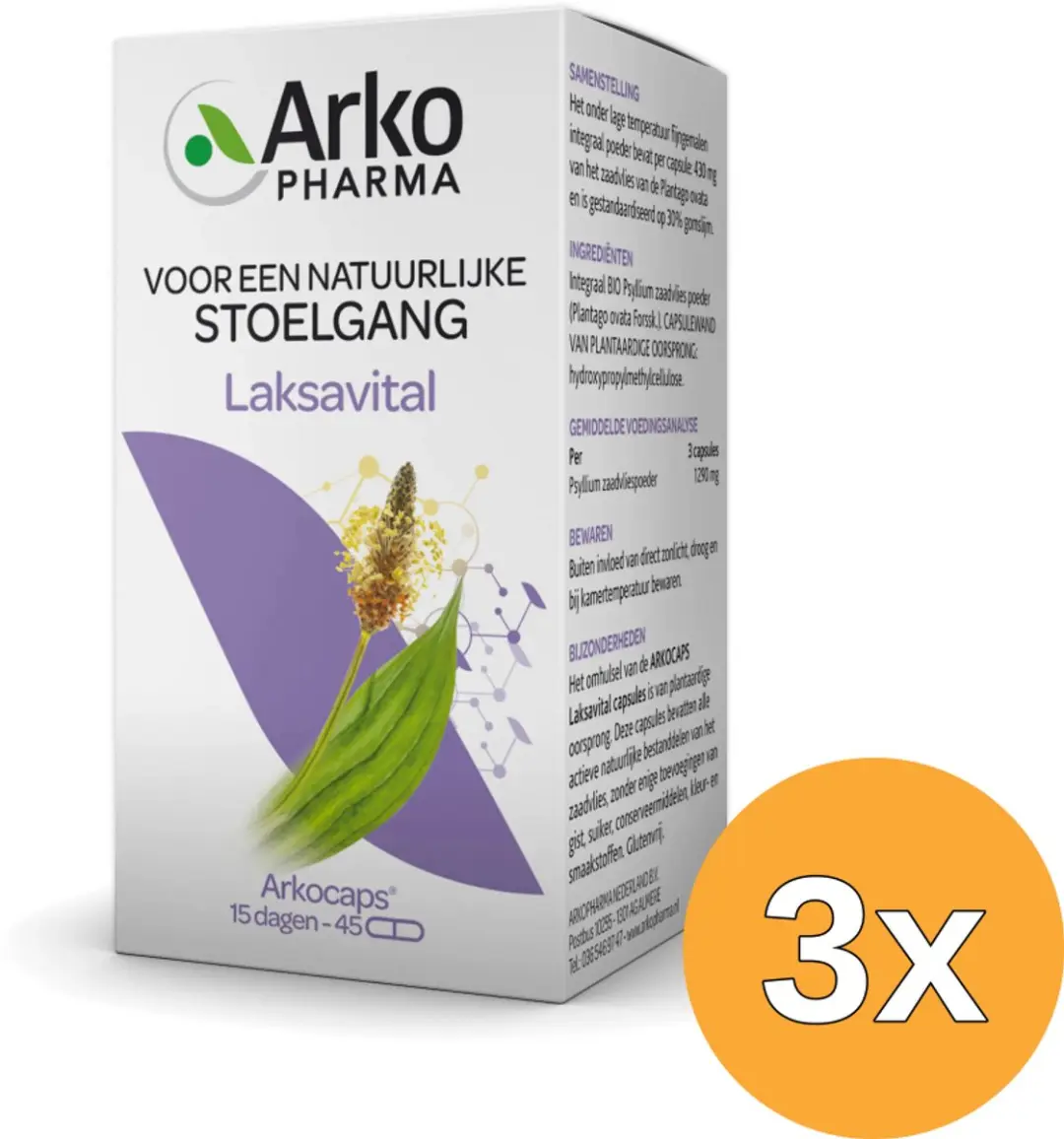 3x Arkocaps Laksavital Bio (45 capsules)