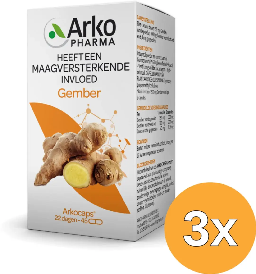 3x Arkocaps Gember Bio (45 capsules)