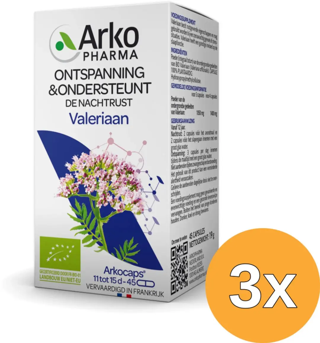 3x Arkocaps Valeriaan Bio (45 capsules)