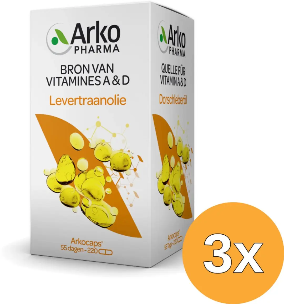 3x Arkocaps Levertraanolie (220 capsules)