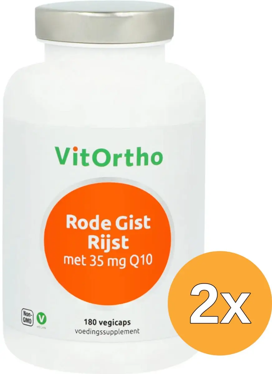 2x VitOrtho Rode gist rijst 35mg Q10 (180 vega capsules)