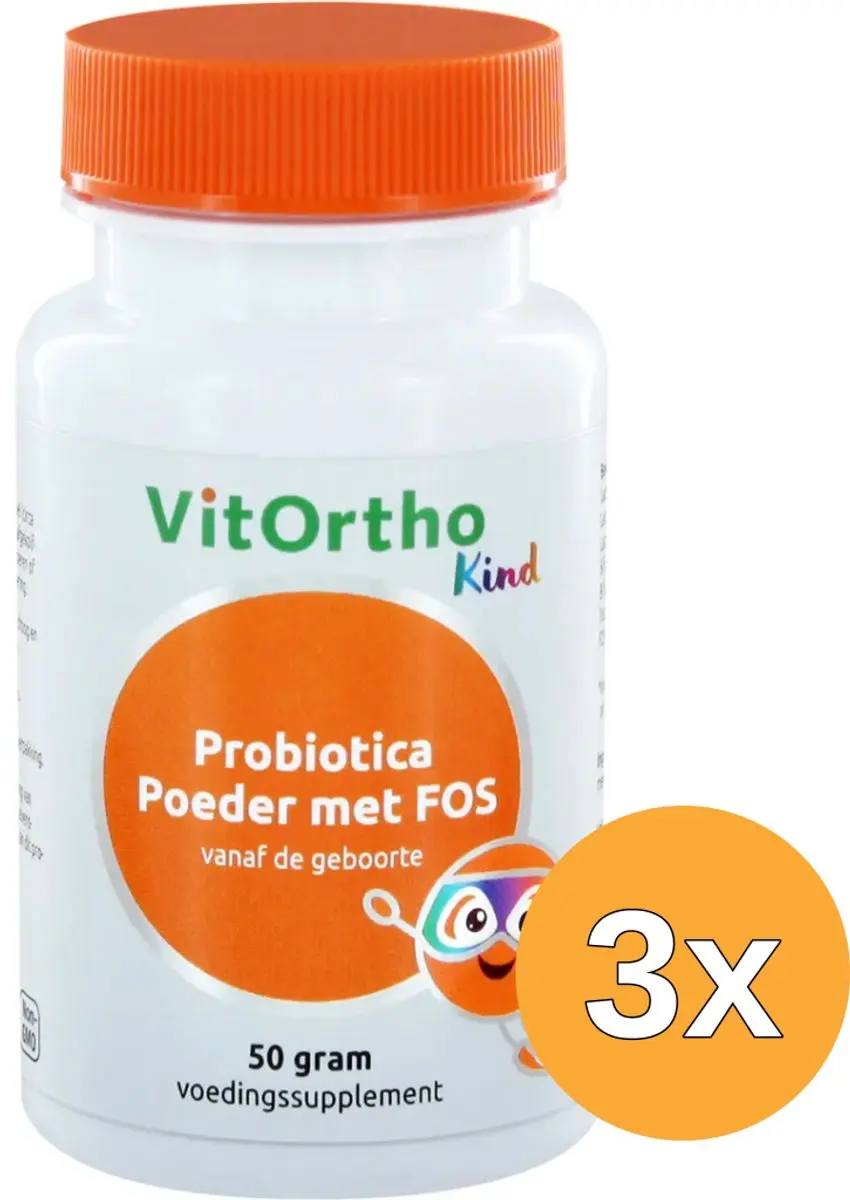 3x Vitortho Biotica Poeder Met Fos Kind Vh Probiotica (50 gr)