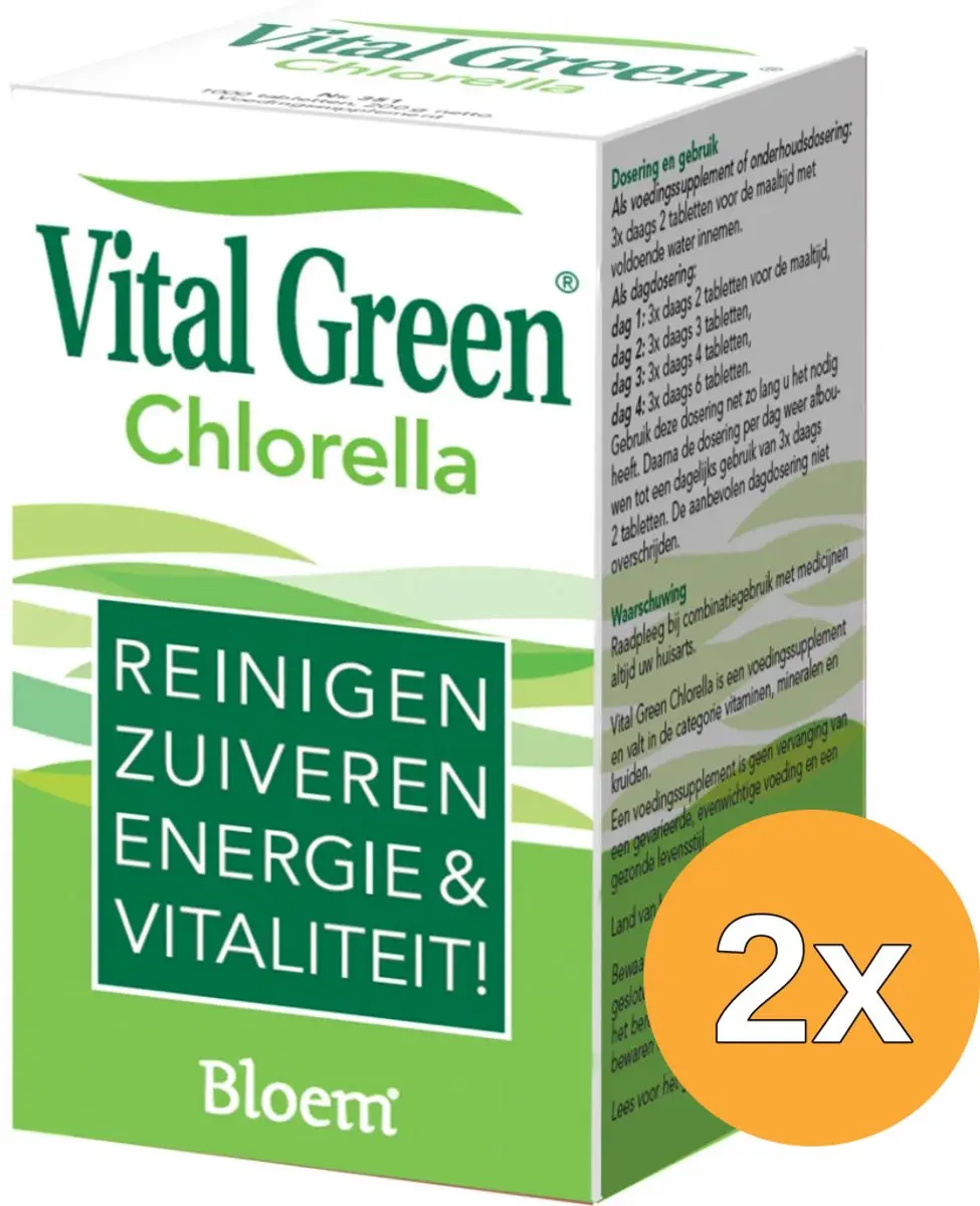 2x Bloem Vital Green Chlorella (600 tabletten)
