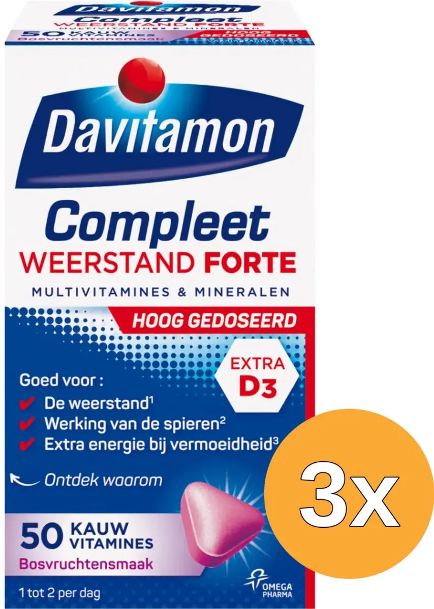 3x Davitamon Compleet weerstand forte (50 tabletten)
