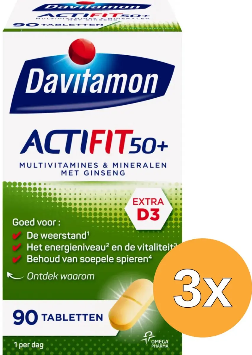 3x Davitamon Actifit 50+ (90 tabletten)