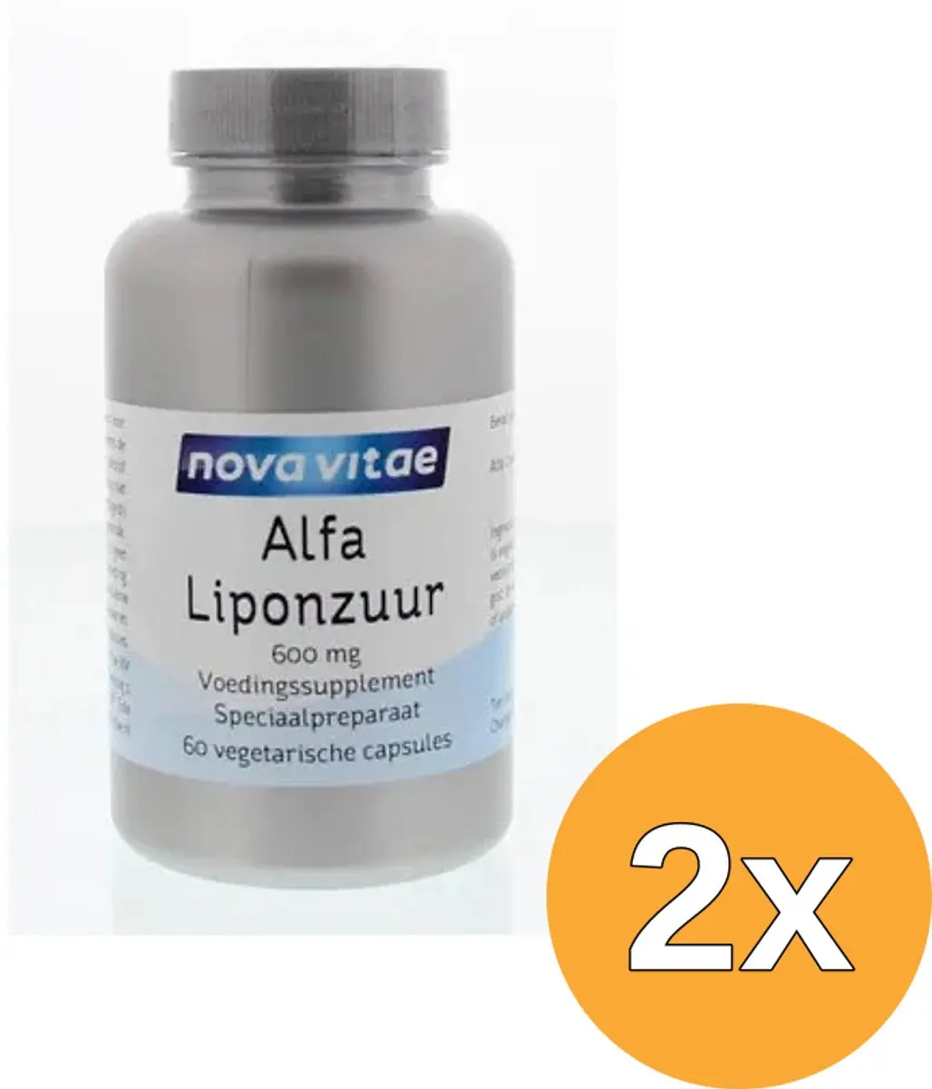 2x Nova Vitae Alfa Liponzuur 600 Mg (60 vega capsules)