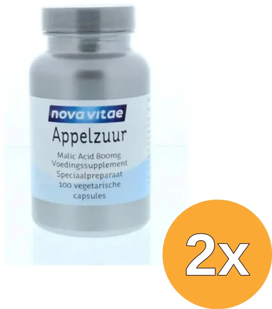 2x Nova Vitae Appelzuur Malic Acid 800 Mg (100 capsules)