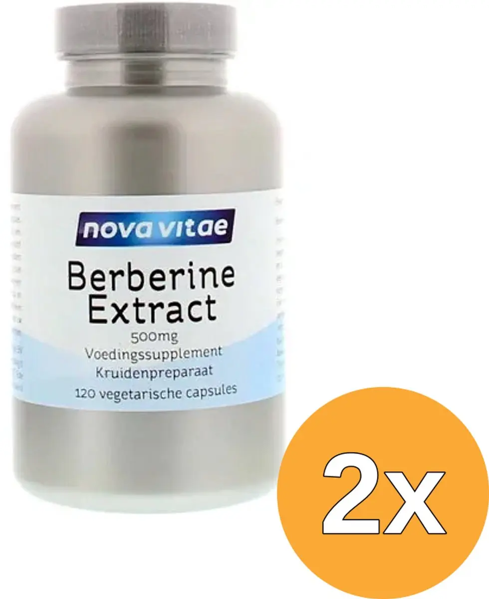 2x Nova Vitae Berberine Hci Extract 500 Mg (120 vega capsules)