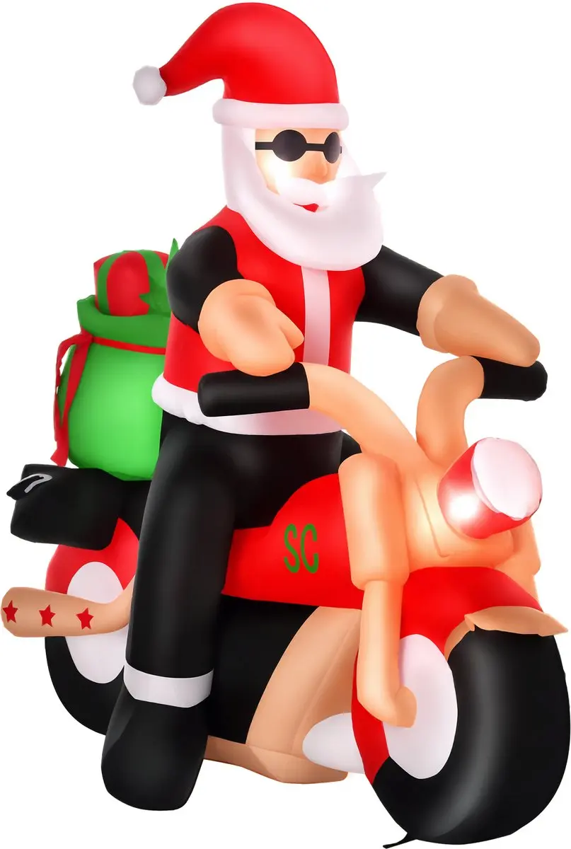 HOMCOM Opblaasbare Kerstman Polyester 180B x 90D x 165H Wit+Rood+Groen