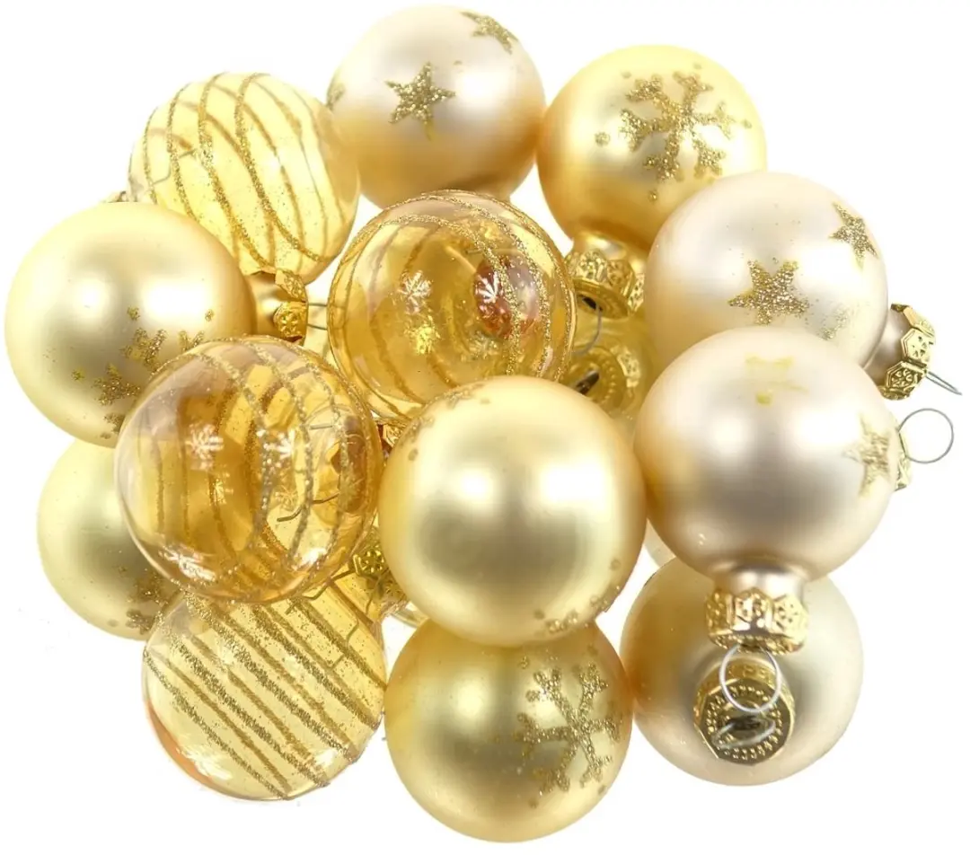 Decoris Kerstballen Mix 3cm - 9 Stuks - Goud/Parel - afbeelding 4 van 5