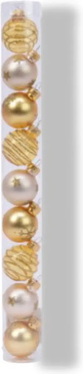 Decoris Kerstballen Mix 3cm - 9 Stuks - Goud/Parel - afbeelding 2 van 5