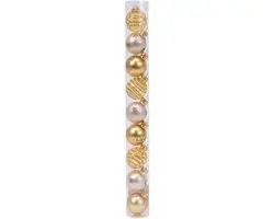 Decoris Kerstballen Mix 3cm - 9 Stuks - Goud/Parel - afbeelding 5 van 5