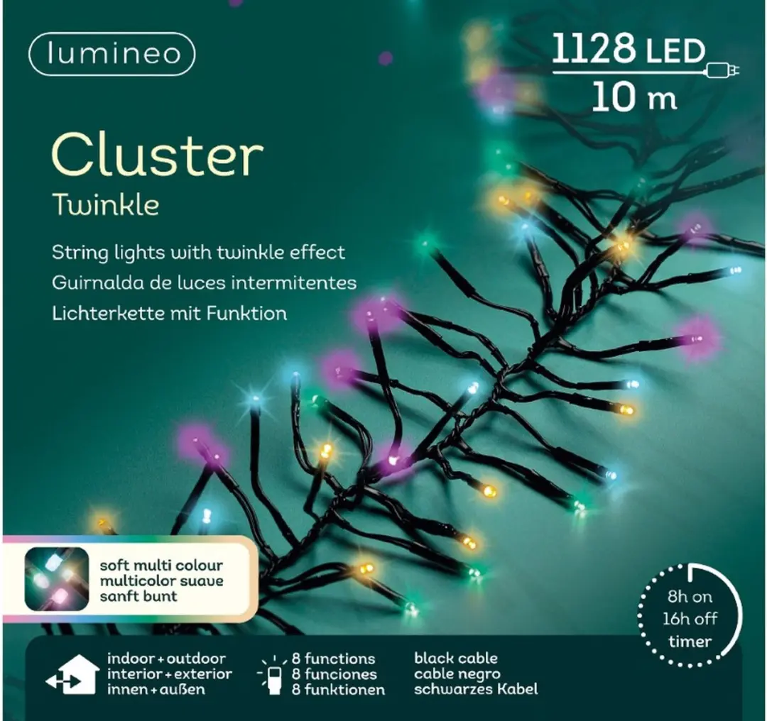 Lumineo LED Cluster Lights L10 - Multicolor - Zwart snoer