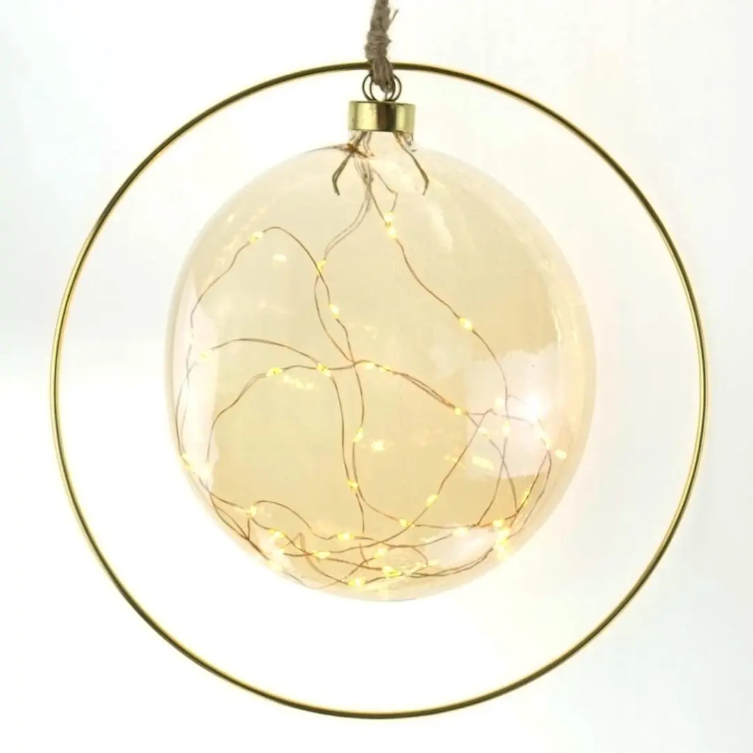 Lumineo Kerstbal 40 LED 26cm - Amber Glas