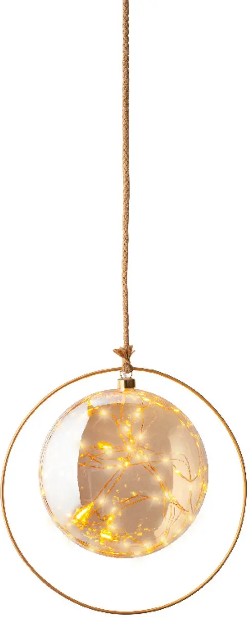 Lumineo Kerstbal 40 LED 26cm - Amber Glas