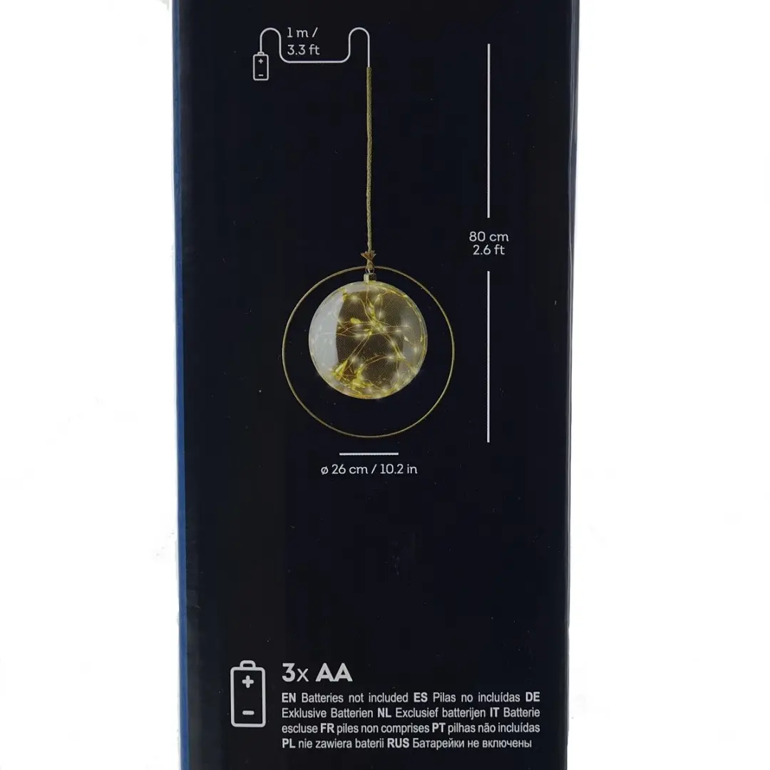 Lumineo Kerstbal 40 LED 26cm - Amber Glas