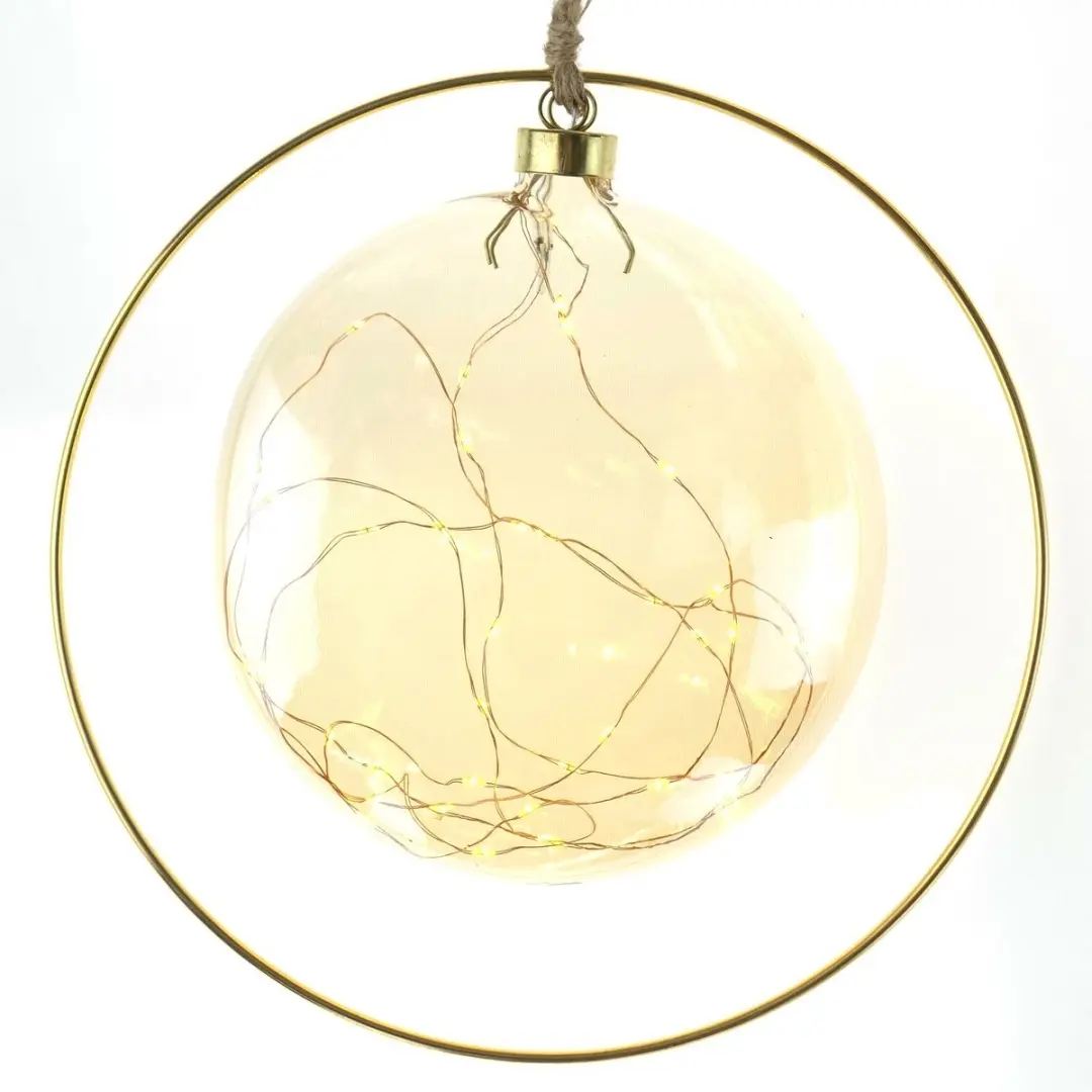 Lumineo Kerstbal 40 LED 26cm - Amber Glas