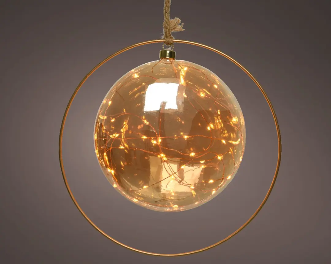 Lumineo Kerstbal 30 LED - 20cm - Amber - Oranje licht