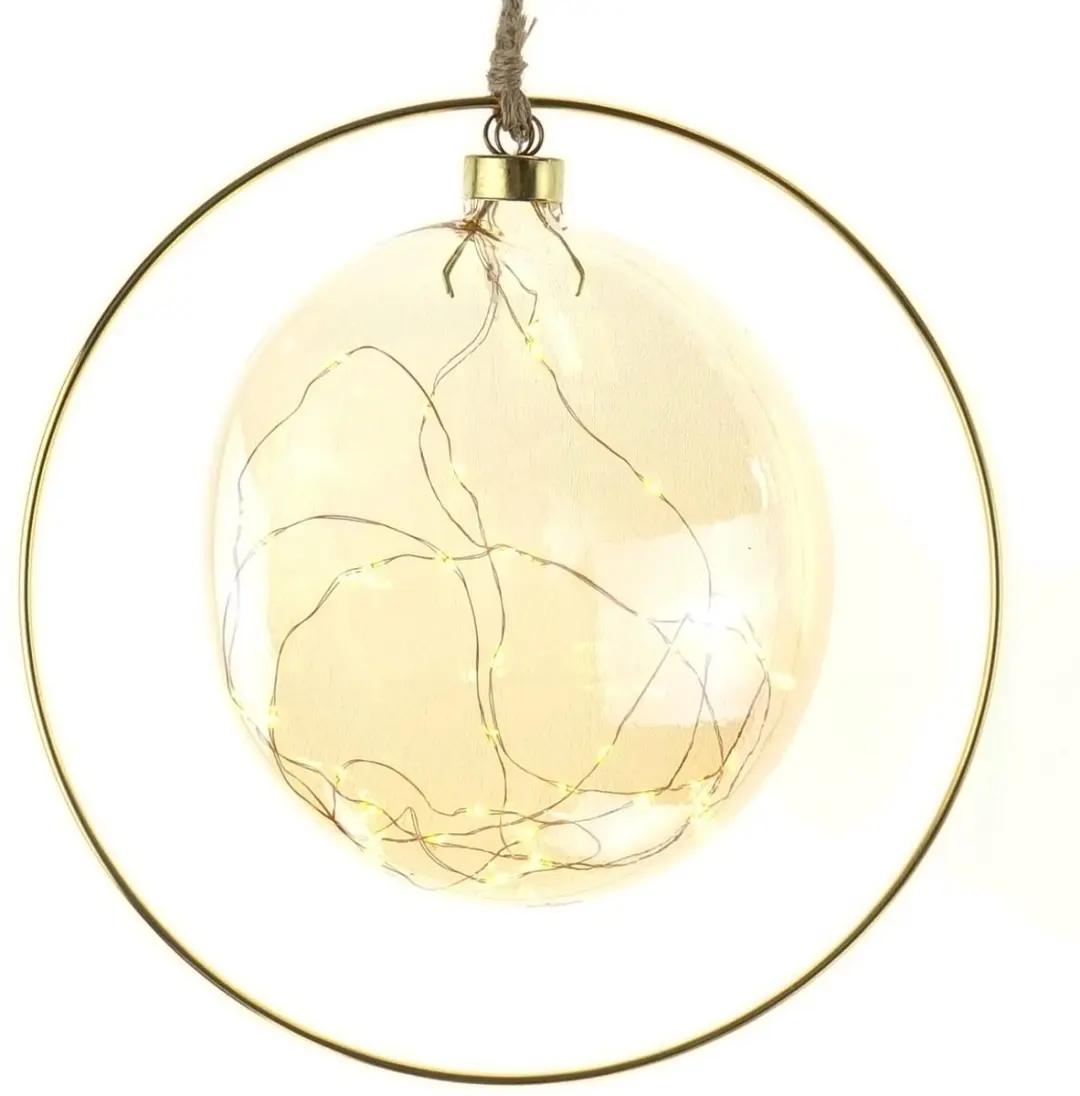 Lumineo Kerstbal 30 LED - 20cm - Amber - Oranje licht