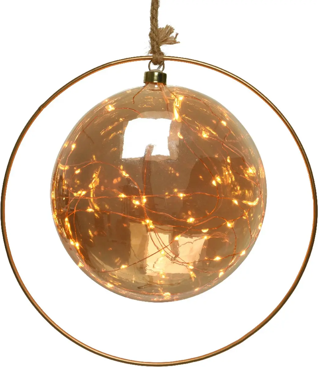 Lumineo Kerstbal 30 LED - 20cm - Amber - Oranje licht