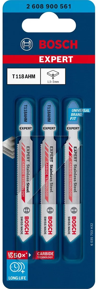Bosch Professional T118AHM Decoupeerzaagblad - 3 Stuks - RVS