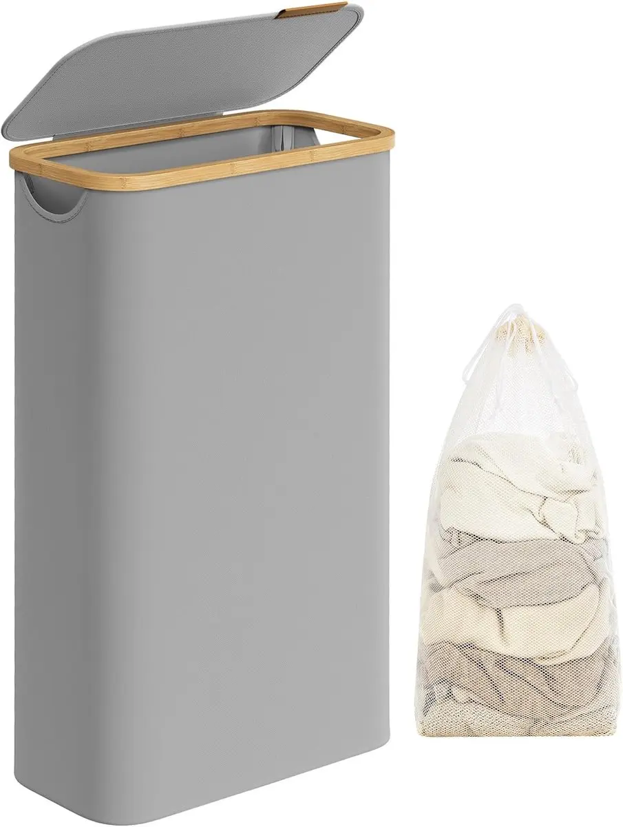 Songmics Wasmand met deksel 60L Grijs LCB506G01