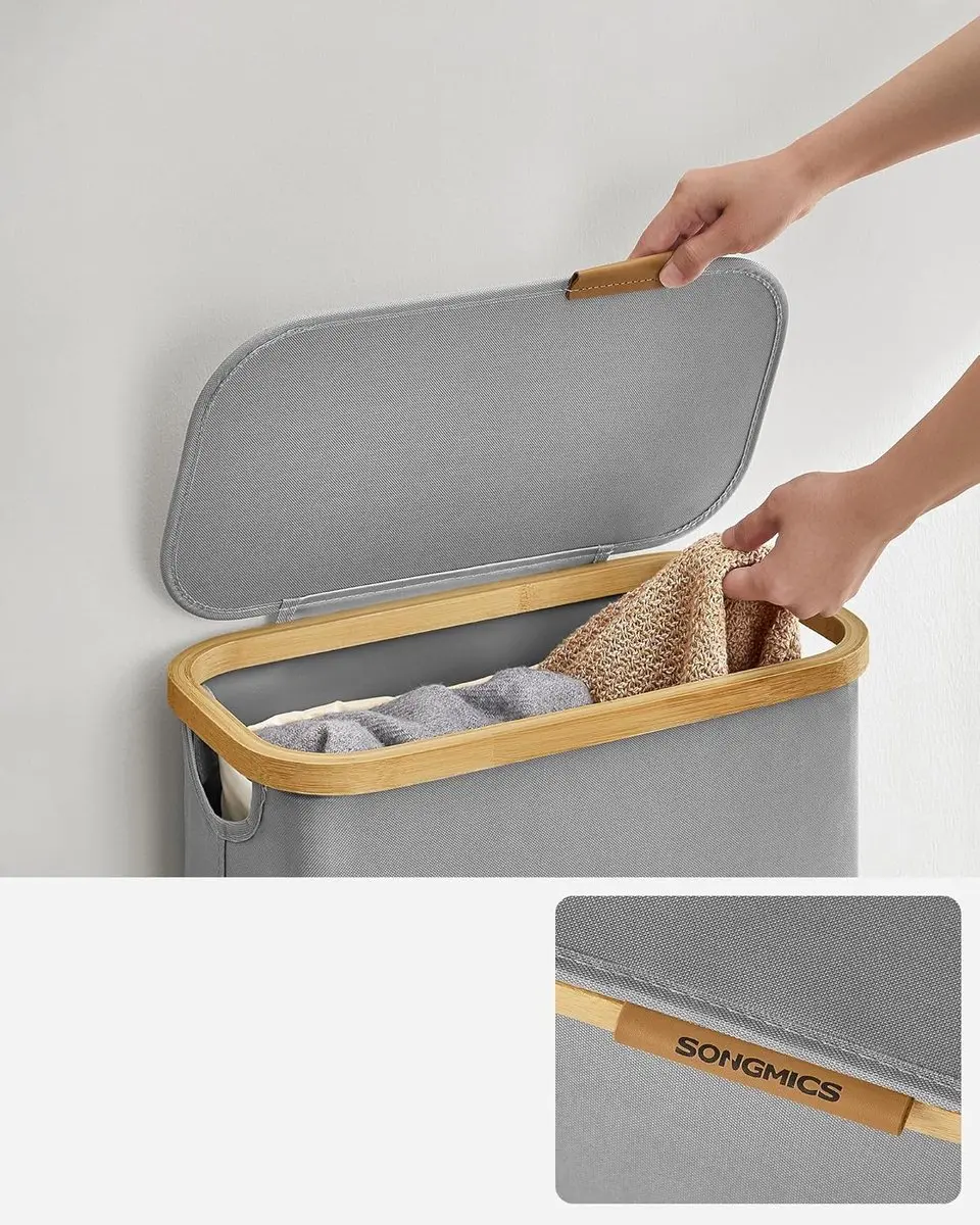 Songmics Wasmand met deksel 60L Grijs LCB506G01 - afbeelding 6 van 6