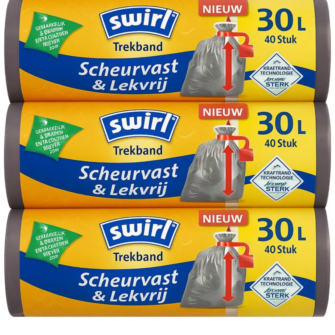 Swirl Pedaalemmerzakken - Zwart - 3 rollen van 10 stuks - afbeelding 3 van 3