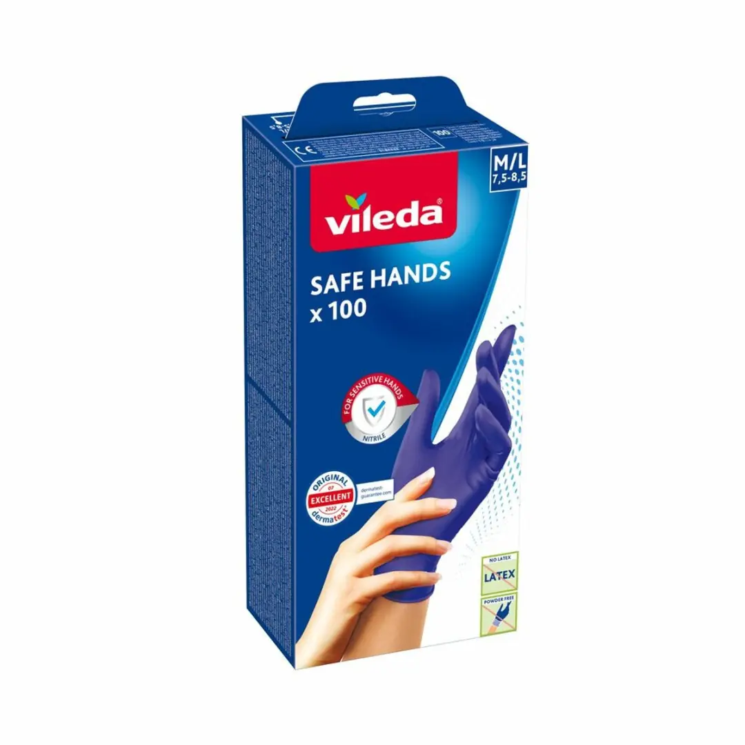 Vileda Safe Hands Handschoenen M - Blauw - 12x100 Stuks