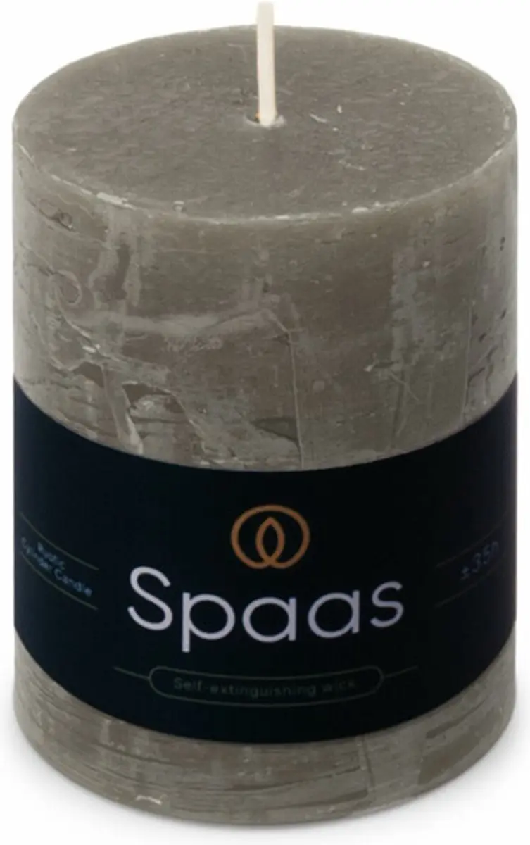 Spaas Rustieke Pillarkaars Lichtgrijs - 8 Stuks - afbeelding 2 van 2