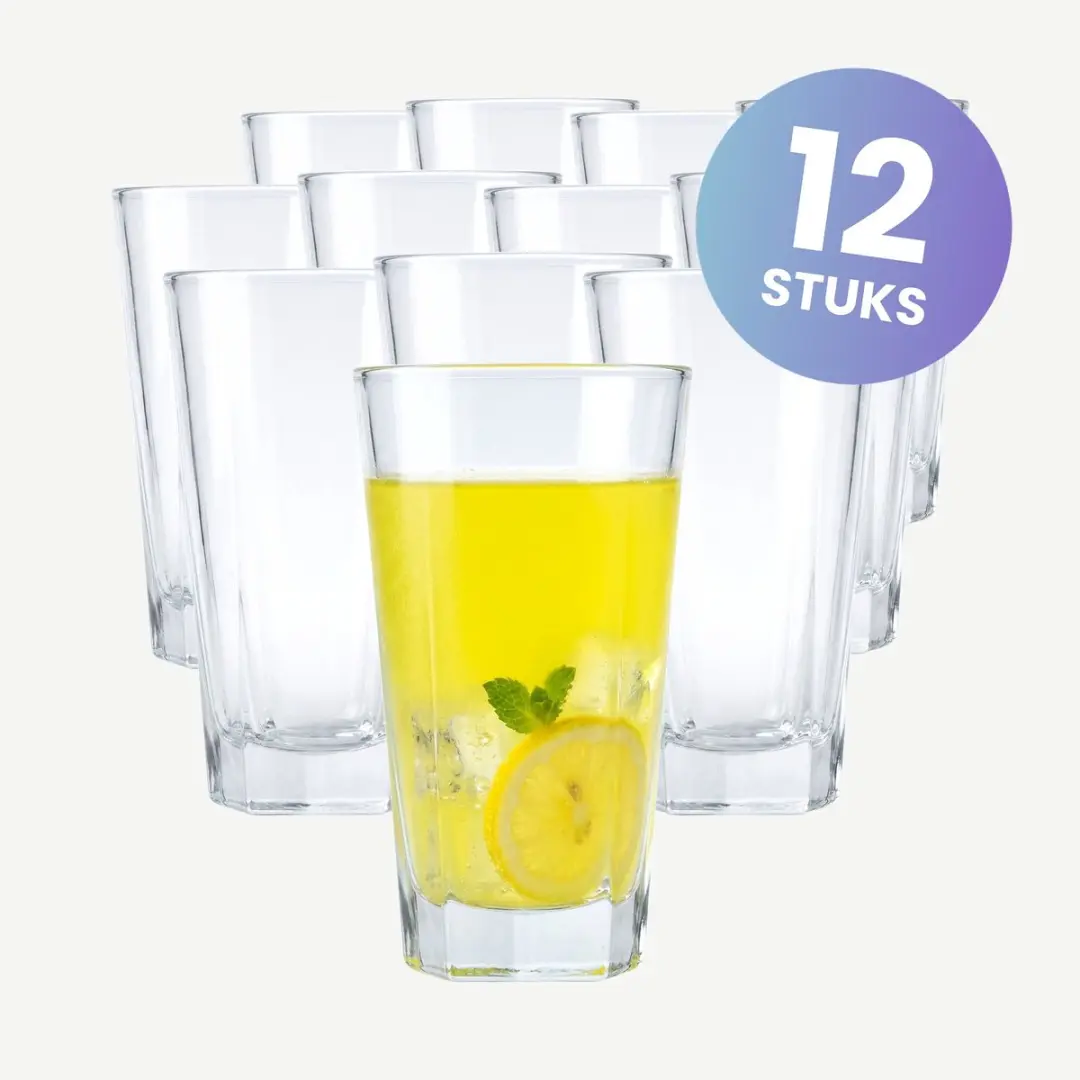 Onis Pentagon Longdrinkglazen 29cl - Set van 12 - Transparant