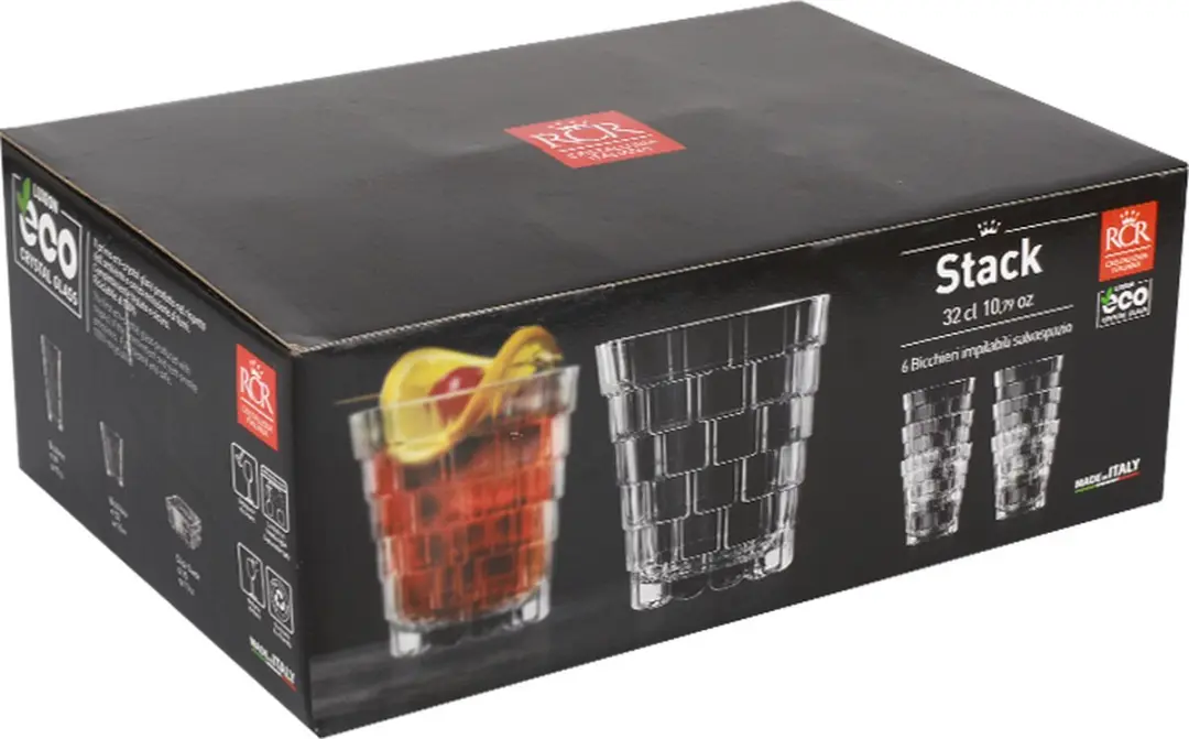 RCR Stack Tumblers 32cl - Set van 6 Stuks - Transparant