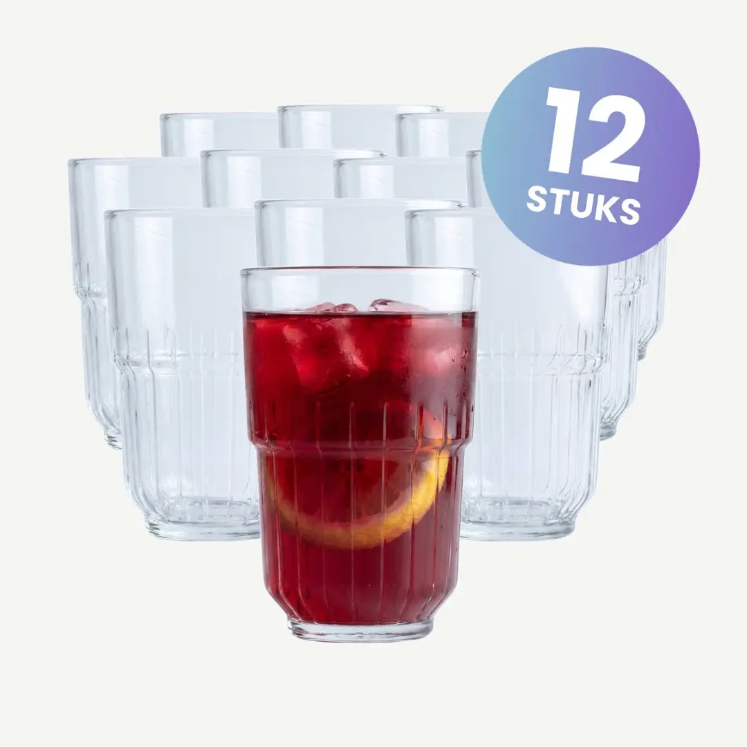 Onis Linq Longdrinkglazen 414ml - Set van 12 - Grijs
