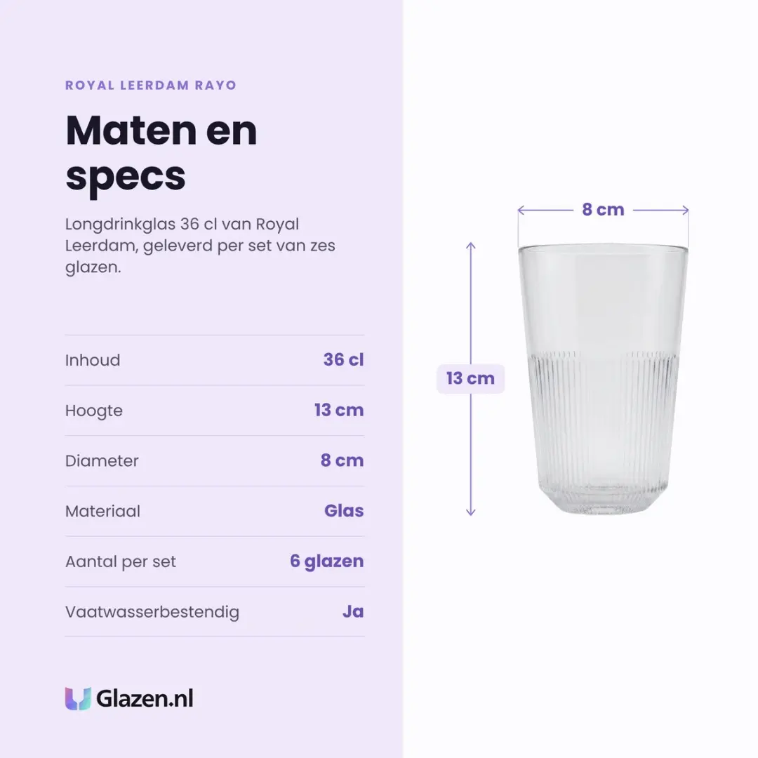 Royal Leerdam Rayo Longdrinkglazen 36cl - Set van 6