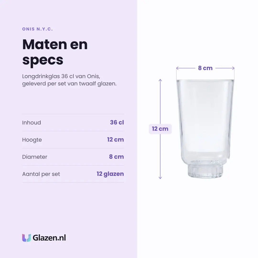 Onis N.Y.C. Longdrinkglazen 36cl - Set van 12
