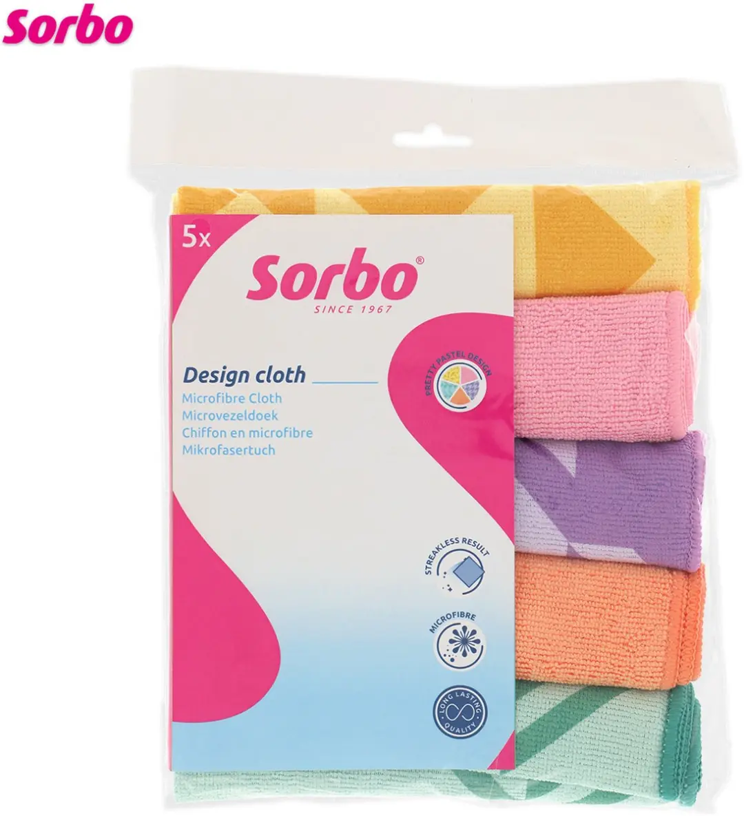 Sorbo Microvezeldoeken Pastel Prints - 5 Stuks