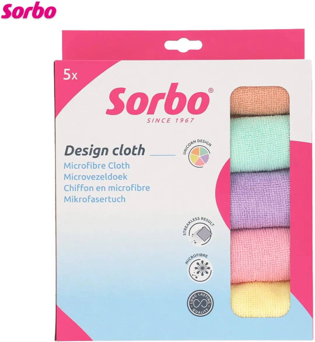 Sorbo Unicorn Microvezeldoeken 5 Stuks - 40x40cm Multicolor