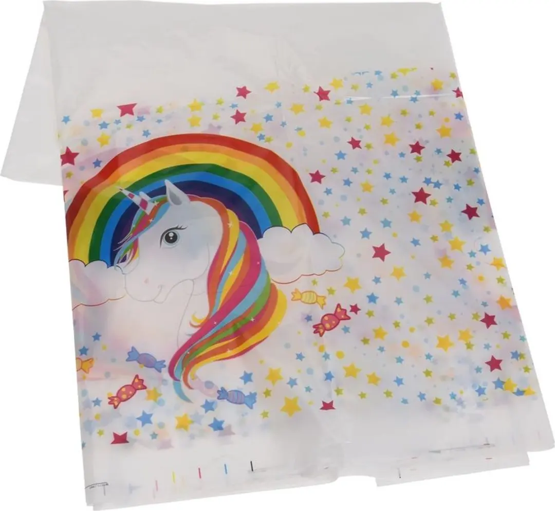 Tafelkleed Plastic unicorn XL 132 x 220 cm / Let op dit is dun plastic geen tafe